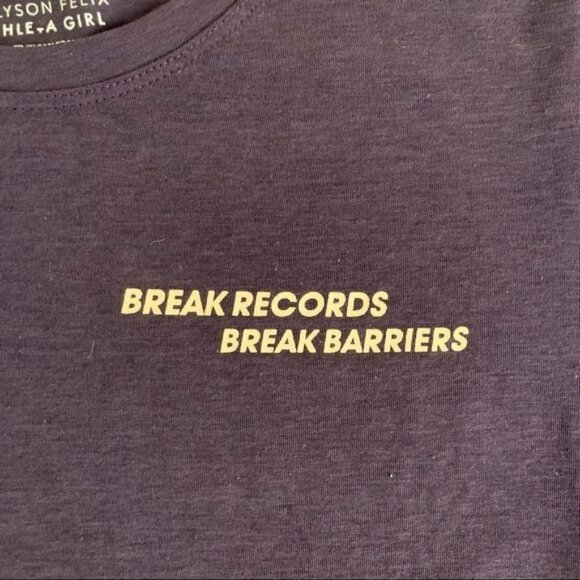 Athleta Girl Allyson Felix Purple Active Short Sleeve Top Tee T-Shirt Small 7 - Picture 2 of 7